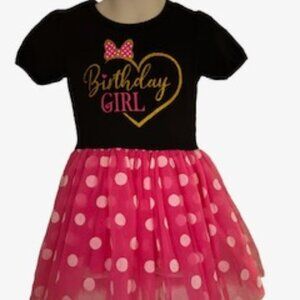 Birthday Girl Cotton & Tulle Polkadot Dress